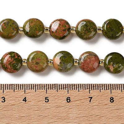 Natural Unakite Beads Strands G-H005-B11-01-1