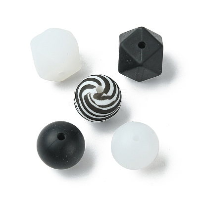 Round/Polygon Food Grade Silicone Focal Beads SIL-F003-06C-1
