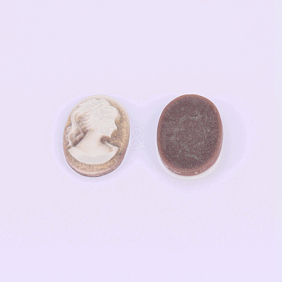 Resin Cameo Lady Head Cabochons CRES-WH0002-01F-1
