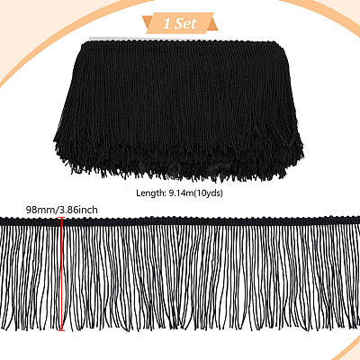 Polyester Tassel Lace Edge Trim Ribbon OCOR-WH0101-118B-1