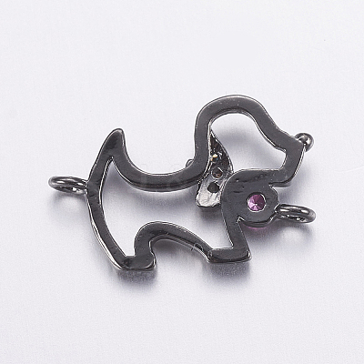 Brass Micro Pave Cubic Zirconia Puppy Links connectors LS-ZIRC-G125-02A-B-1