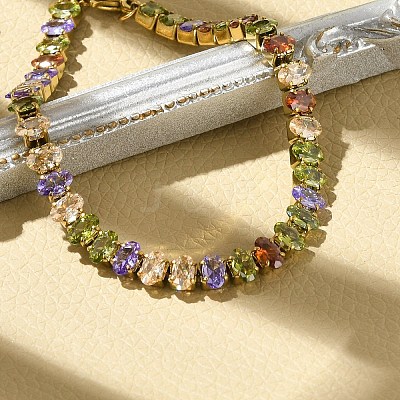 304 Stainless Steel Oval Link Chain Bracelets for Women BJEW-P348-01F-G-1