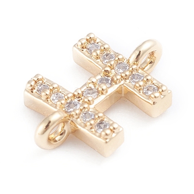 Brass Micro Pave Cubic Zirconia Letter Links X-ZIRC-I042-16G-H-1