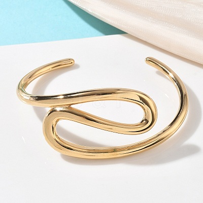 304 Stainless Steel Cuff Bangles for Women BJEW-F540-01G-1