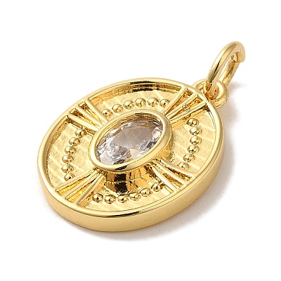 Rack Plating Brass Micro Pave Cubic Zirconia Pendant X-KK-U027-37G-1