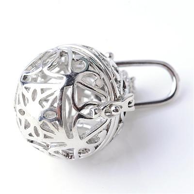 Rack Plating Brass Cage Pendants KK-S751-061P-1