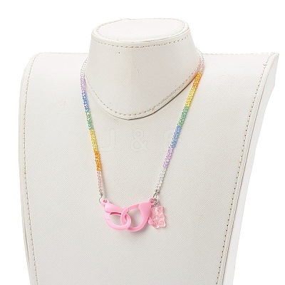 Rainbow Personalized Electroplate Glass Beaded Necklaces NJEW-JN03410-04-1