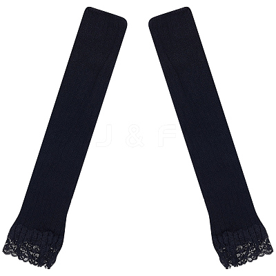 1 Pair Acrylic Fibers Long Mesh Lace Gloves AJEW-CN0006-67B-1