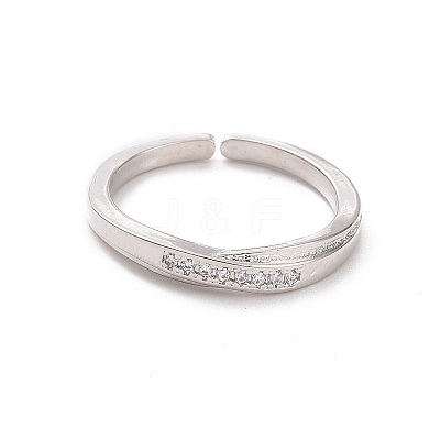 Clear Cubic Zirconia Open Cuff Ring RJEW-H127-05P-1