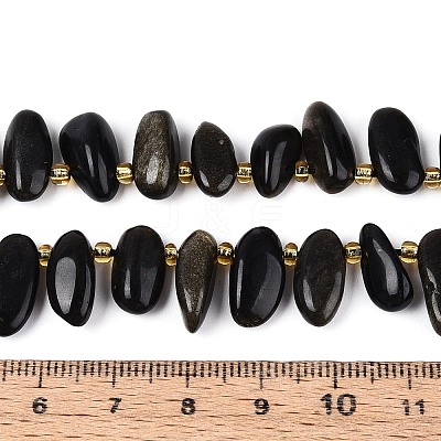Natural Golden Sheen Obsidian Beads Strands G-Z091-A39-1