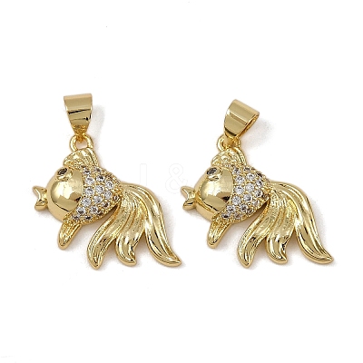 Brass Micro Pave Cubic Zirconia Pendants KK-I358-064G-02-1