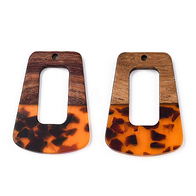 Transparent Resin & Walnut Wood Pendants RESI-TAC0017-72-B01-1