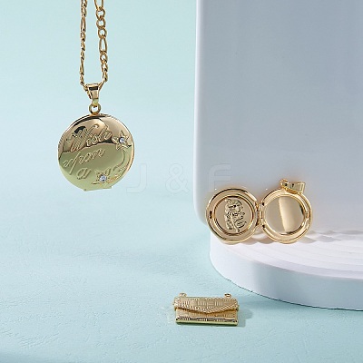 5Pcs 5 Style Brass Locket Pendants KK-SZ0004-02-1