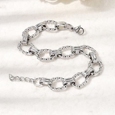 304 Stainless Steel Link Chain Bracelets for Women Men BJEW-L720-02P-1