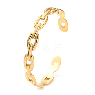 304 Stainless Steel Hollow Oval Cuff Bangles BJEW-F457-28G-1