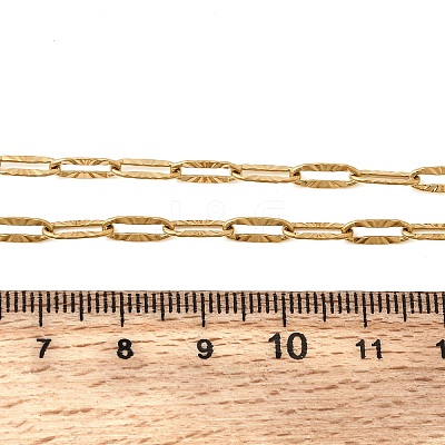 3.5MM Unisex 304 Stainless Steel Textured Paperclip Chain Necklaces NJEW-P356-01G-1