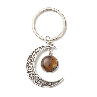 Natural Mixed Gemstone Cabochons Keychain KEYC-JKC00281-1