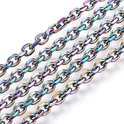 Ion Plating(IP) 304 Stainless Steel Cable Chain Necklaces NJEW-P251-01A-1