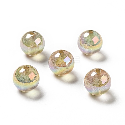UV Plating Transparent Rainbow Iridescent Acrylic Beads OACR-D010-01C-1