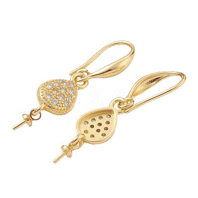 3 Pairs 3 Size Brass Micro Pave Clear Cubic Zirconia Earring Hooks KK-ZZ0001-04-1