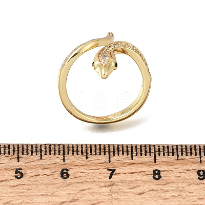 Brass Micro Pave Clear Cubic Zirconia Cuff Rings ZIRC-M117-02G-1