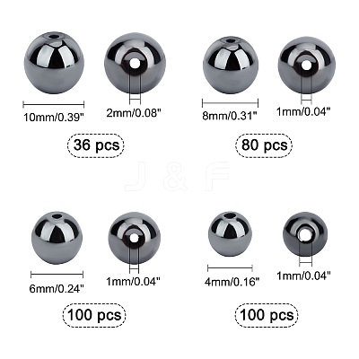 316Pcs Non-magnetic Synthetic Hematite Beads Strands G-PH0019-31-1