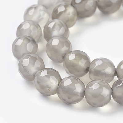 Natural Grey Agate Beads Strands G-G067-6mm-1-1