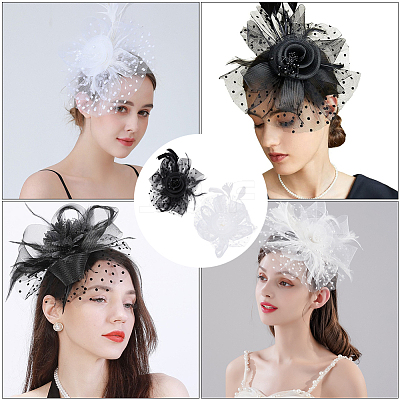 2 Sets 2 Colors Women's Fascinator Hat OHAR-GF0001-38-1