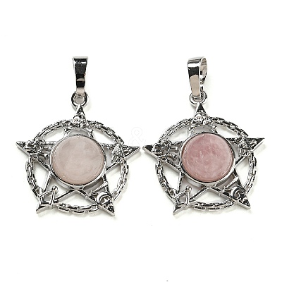 Natural Rose Quartz Pendants G-P517-01P-04-1