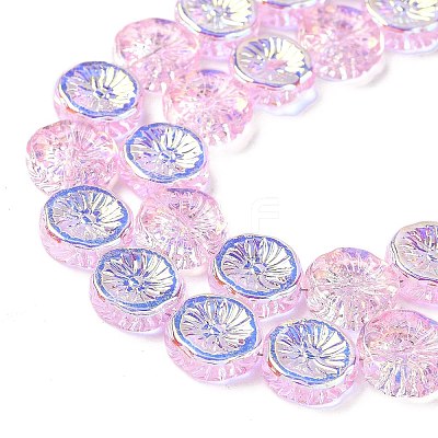 Half Electroplate Baking Paint Glass Beads Strands EGLA-K061-11A-AB05-1