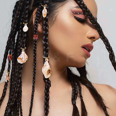10Pcs Acrylic Braiding Hair Pendants Decoration Clips OHAR-BM0001-01-1