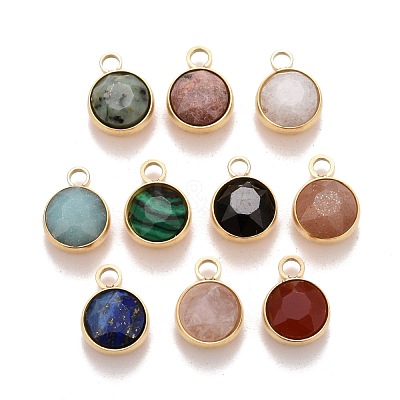 Faceted Natural Gemstone Charms STAS-D177-01G-1
