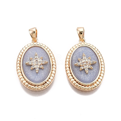 Brass Micro Pave Clear Cubic Zirconia Pendants KK-C005-08G-1