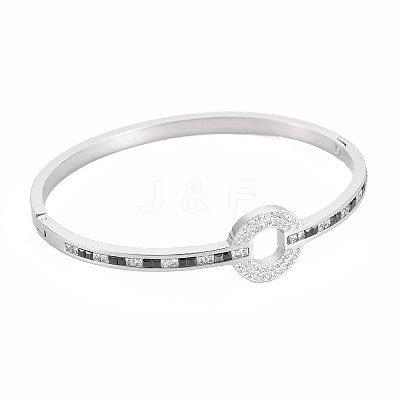 Rhinestone Donut Bangle BJEW-N017-018P-1