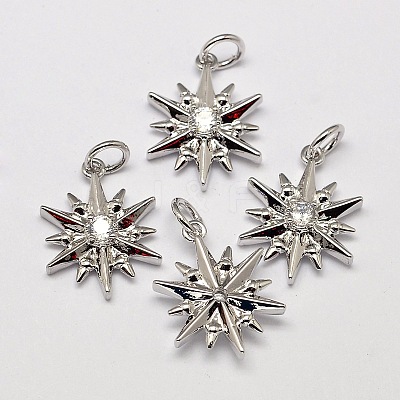 Snowflake Brass Micro Pave AAA Cubic Zirconia Pendants ZIRC-L050-03P-NR-1