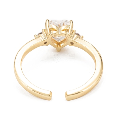 Brass Micro Pave Cubic Zirconia Cuff Rings RJEW-D112-04G-1