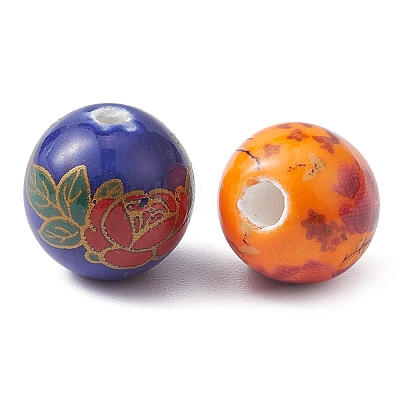 Printed Handmade Porcelain Beads PORC-YW0001-04-1