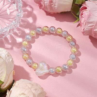 AB Color Round Acrylic Beaded Stretch Bracelets BJEW-JB10535-1