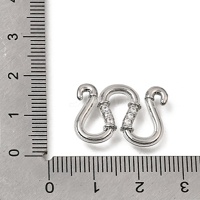 Brass Micro Pave Clear Cubic Zirconia M-Hook Clasps KK-CBA0DF0-15P-1