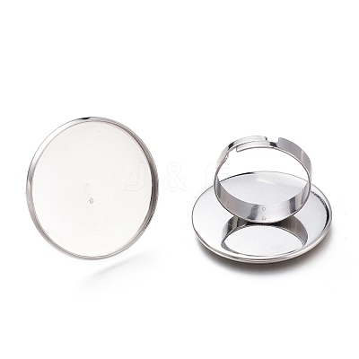 Tarnish Resistant Adjustable 304 Stainless Steel Finger Rings Components STAS-F149-18P-I-1