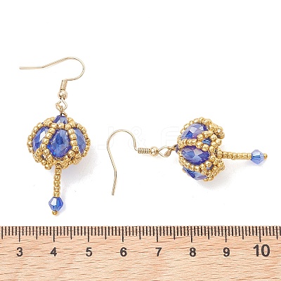 Transparent Electroplate Glass & Seed Glass Beads Dangle Earrings EJEW-MZ00714-03-1