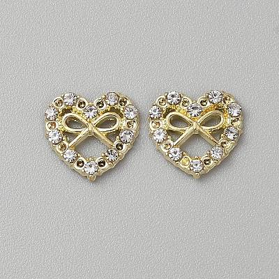 Heart with Bowknot Alloy Glass Cabochons MRMJ-WH0202-012A-G-1