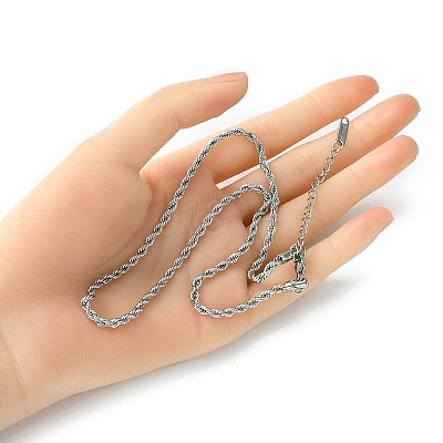 304 Stainless Steel Rope Chain Necklace for Men Women NJEW-YW0001-19-1