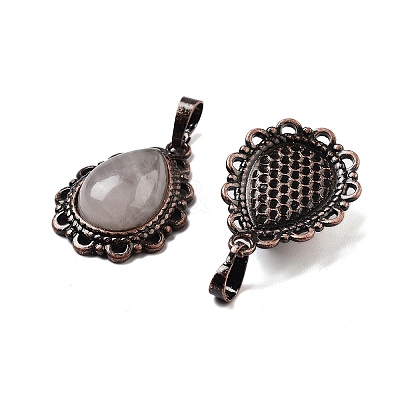 Natural Rose QuartzTeardrop Pendants G-K363-01R-17-1