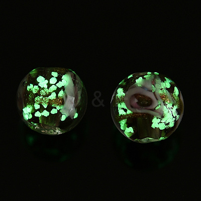 Luminous Handmade Gold Sand Lampwork Beads LAMP-T021-03B-1