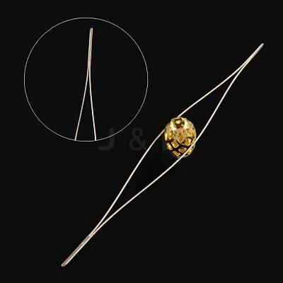 Iron Collapsible Big Eye Beading Needles X-ES001Y-S-125mm-01-1