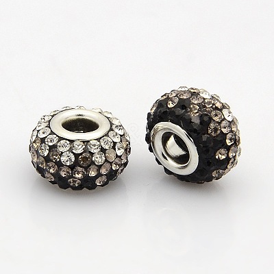 Resin Rhinestone European Beads CPDL-J019-15x10mm-01S-1