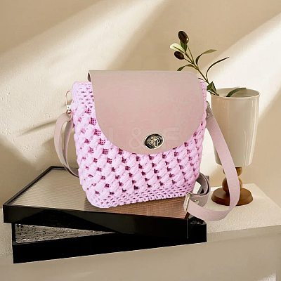 1 Set Handmade PU Leather Crochet Shoulder Bag Accessories Kits PURS-CL0001-37B-1