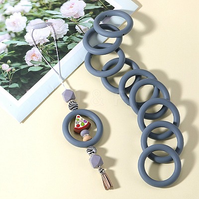 9Pcs Ring Food Grade Eco-Friendly Silicone Focal Beads JX895E-1
