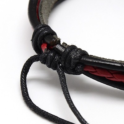 Trendy Unisex Casual Style Multi-Strand Wax and Leather Cord Bracelets BJEW-L295-M-1